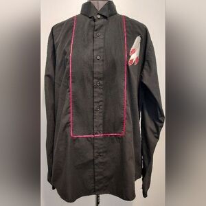 Mens Wayne Scott Black Button Down Shirt Size XLarge Long Sleeve Feather Patch